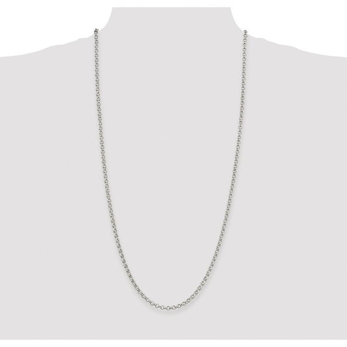 Buy Stylish 4mm Rhodium-Plated Sterling Silver Rolo Chain - Affordable Value!-4