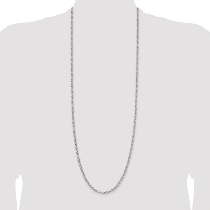 Buy Stylish 4mm Rhodium-Plated Sterling Silver Rolo Chain - Affordable Luxury-4