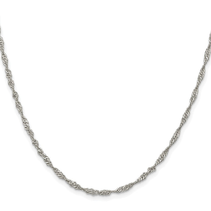 Buy Stylish Rhodium-Plated Sterling Silver 2.25mm Singapore Chain - Affordable Luxury-2
