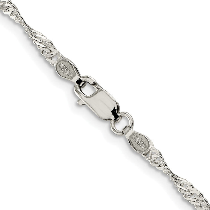Buy Stylish Rhodium-Plated Sterling Silver 2.25mm Singapore Chain - Affordable Luxury-3