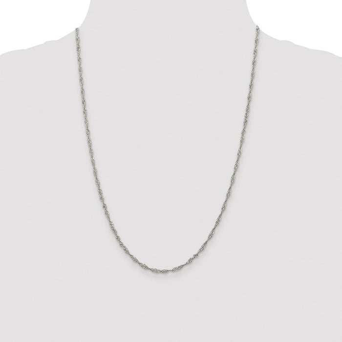 Buy Stylish Rhodium-Plated Sterling Silver 2.25mm Singapore Chain - Affordable Luxury-4