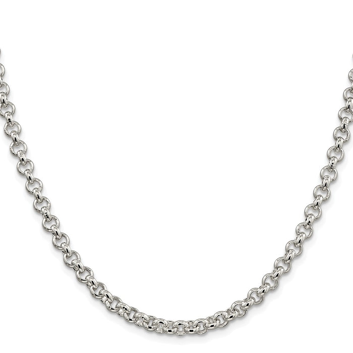 High-Quality Rhodium-Plated 5mm Sterling Silver Rolo Chain - Affordable Luxury!-2