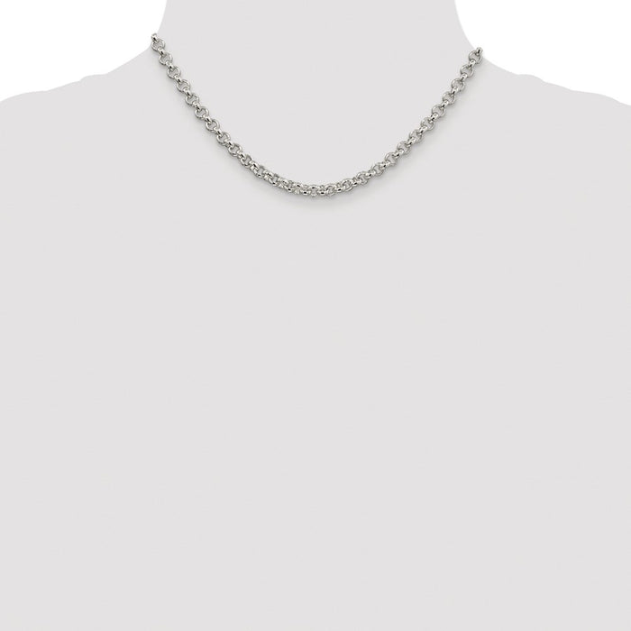 Buy Stylish Rhodium-Plated 5mm Sterling Silver Rolo Chain - Affordable Luxury!-4