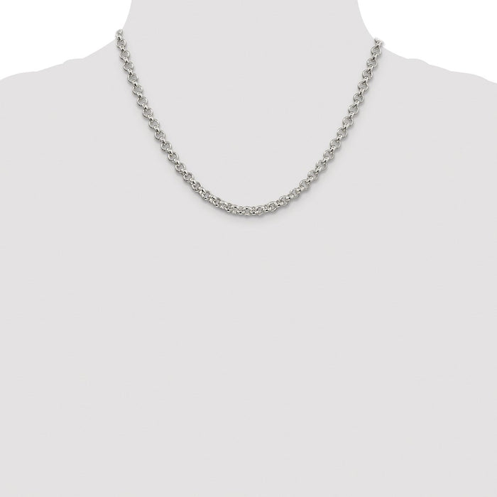 High-Quality Rhodium-Plated 5mm Sterling Silver Rolo Chain - Affordable Luxury!-4