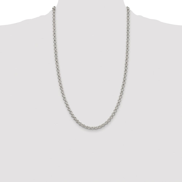 High-Quality 5mm Sterling Silver Rolo Chain - Stylish Rhodium-Plated Design-4