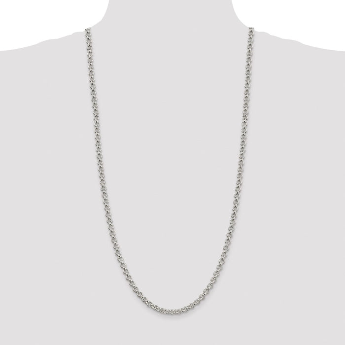 Buy Stylish 5mm Rhodium-Plated Sterling Silver Rolo Chain - Luxury Value!-4