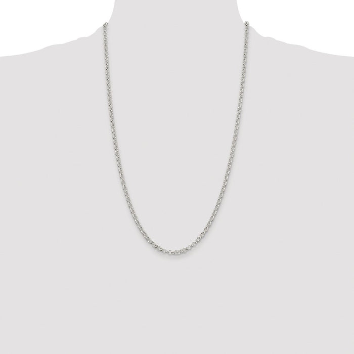 Buy Stylish Rhodium-Plated 3.5mm Sterling Silver Rolo Chain - Affordable Elegance-4