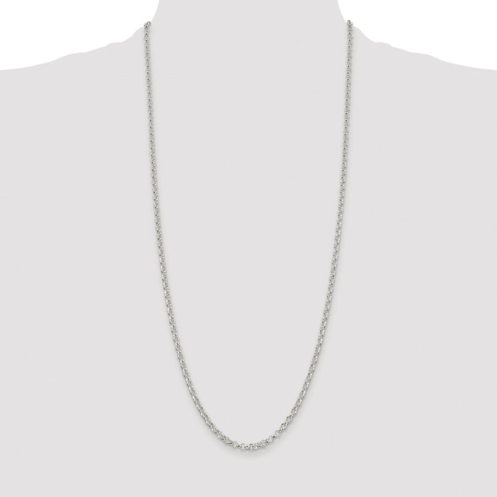 Exclusive Rhodium-Plated Sterling Silver 3.5mm Rolo Chain - Stylish Value!-4