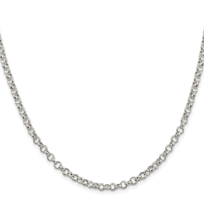 Buy Stylish 4mm Rhodium-Plated Sterling Silver Rolo Chain | Affordable Price-2