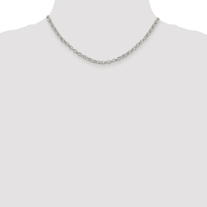 Buy Stylish Rhodium-Plated Sterling Silver 4mm Rolo Chain - Affordable Luxury-4