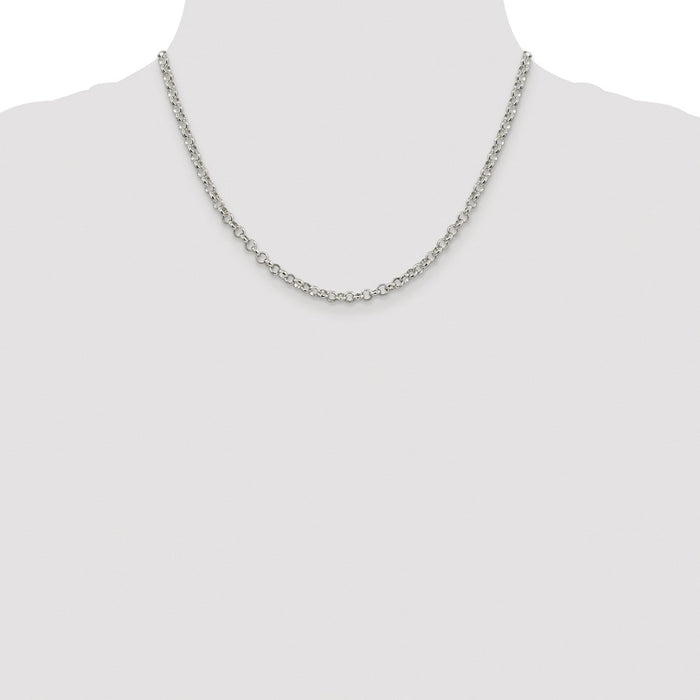 Buy Stylish 4mm Rhodium-Plated Sterling Silver Rolo Chain - Affordable Luxury-4