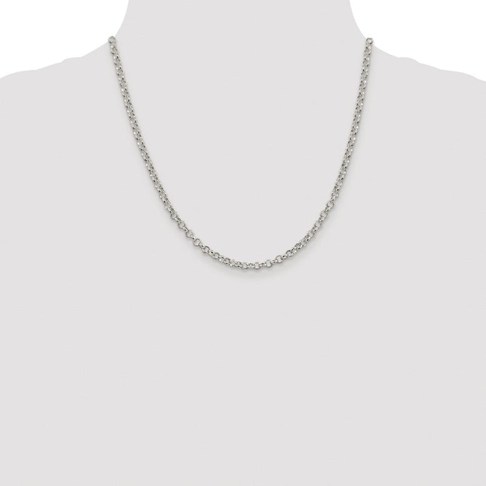 Buy Stylish Rhodium-Plated 4mm Sterling Silver Rolo Chain - Affordable Luxury!-4