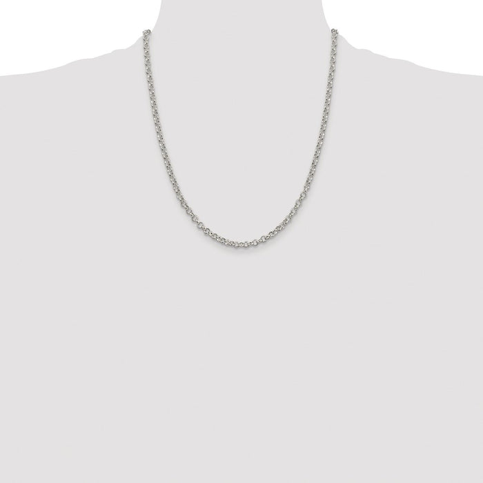 Buy Stylish 4mm Rhodium-Plated Sterling Silver Rolo Chain - Affordable Luxury!-4