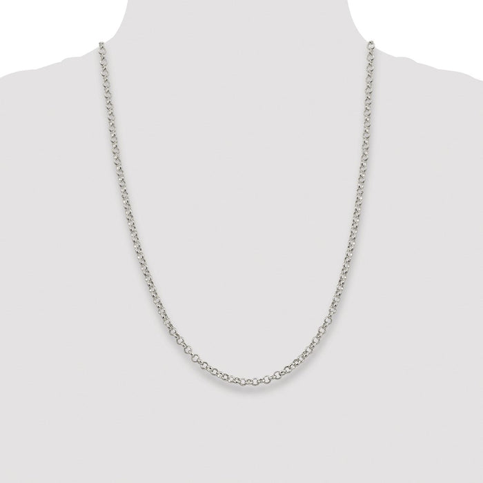 Buy Stylish 4mm Rhodium-Plated Sterling Silver Rolo Chain | Affordable Price-4