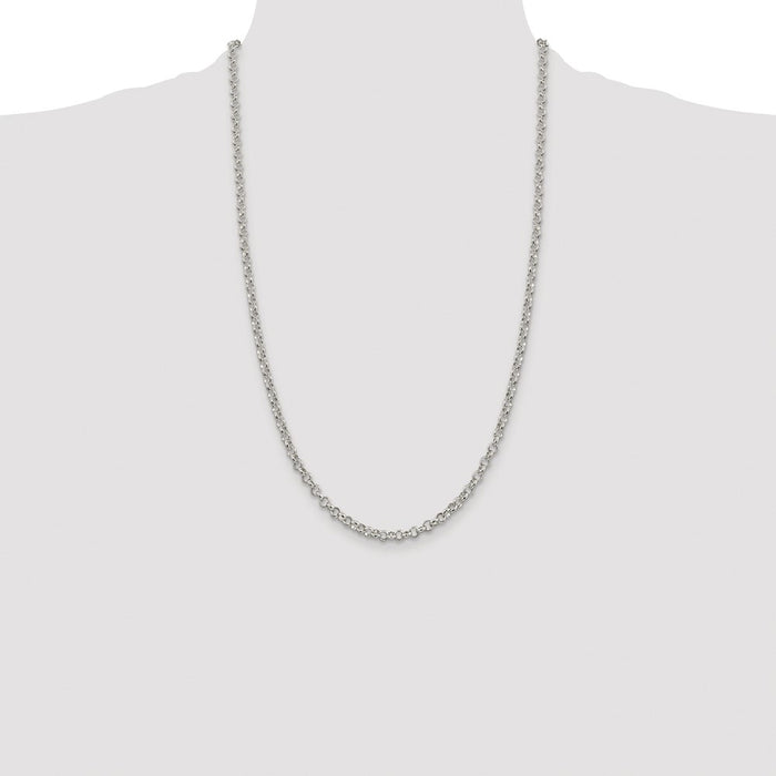 Buy Stylish Rhodium-Plated 4mm Sterling Silver Rolo Chain - Affordable Luxury-4
