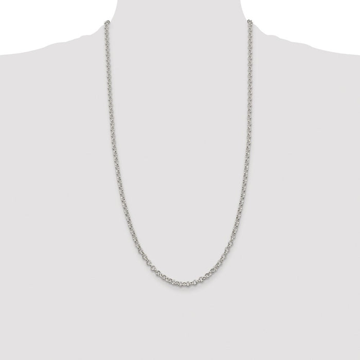 Buy Stylish 4mm Sterling Silver Rolo Chain - Rhodium-Plated Luxury Accessory-4