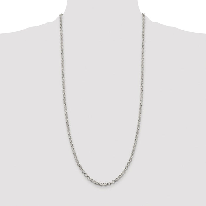 Buy Exclusive 4mm Rhodium-Plated Sterling Silver Rolo Chain - Stylish Value!-4