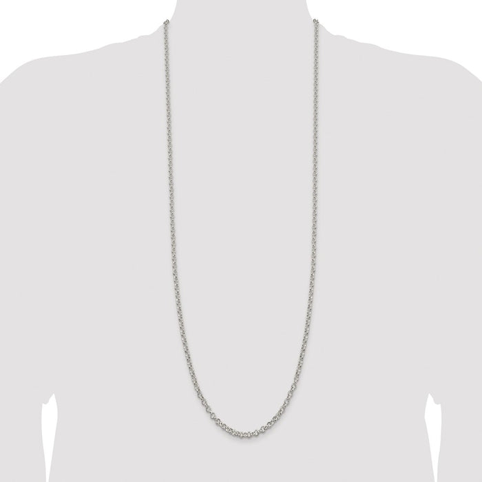 Buy Stylish 4mm Rhodium-Plated Sterling Silver Rolo Chain - Affordable Luxury-4