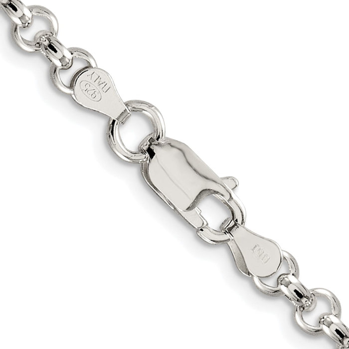 Buy Stylish Rhodium-Plated Sterling Silver 4.6mm Rolo Chain - Affordable Elegance-3