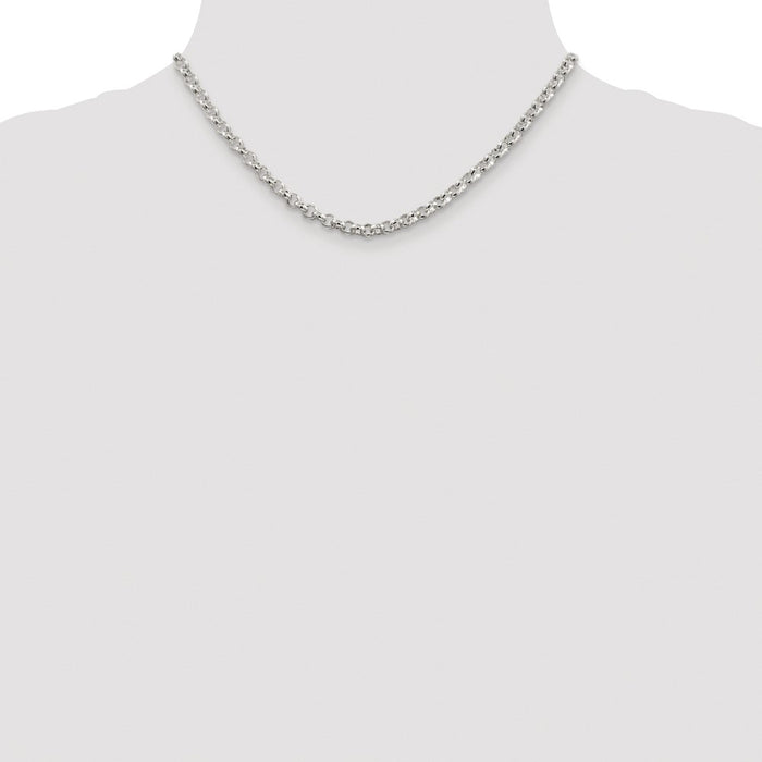Buy Stylish Rhodium-Plated Sterling Silver 4.6mm Rolo Chain - Affordable Luxury!-4