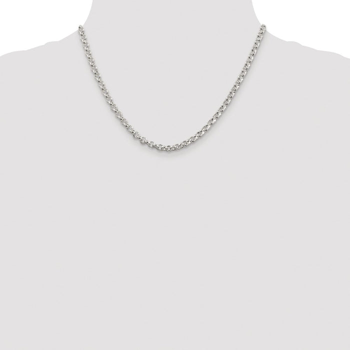 Buy Stylish Rhodium-Plated Sterling Silver 4.6mm Rolo Chain - Affordable Luxury!-4
