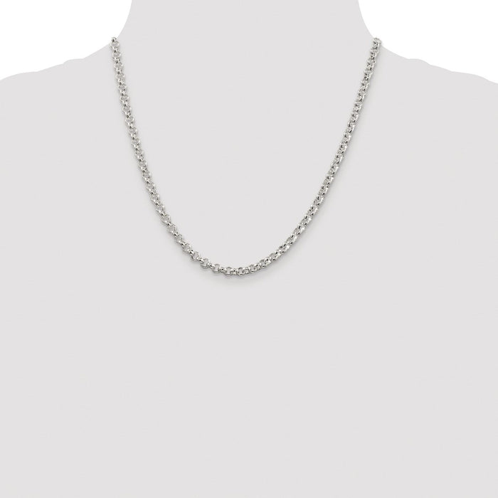 Buy Stylish Rhodium-Plated Sterling Silver 4.6mm Rolo Chain - Affordable Elegance-4