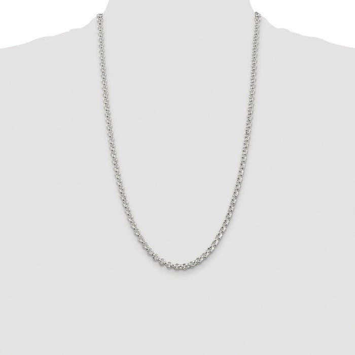 Exclusive Rhodium-Plated 4.6mm Sterling Silver Rolo Chain - Stylish Value-4