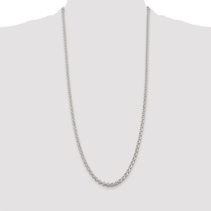 Buy Luxury Rhodium-Plated Sterling Silver 4.6mm Rolo Chain - Stylish Value!-4