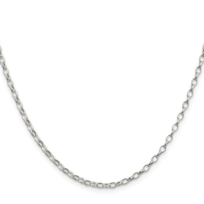 High-Quality 2.5mm Sterling Silver Oval Rolo Chain - Stylish & Affordable!-2