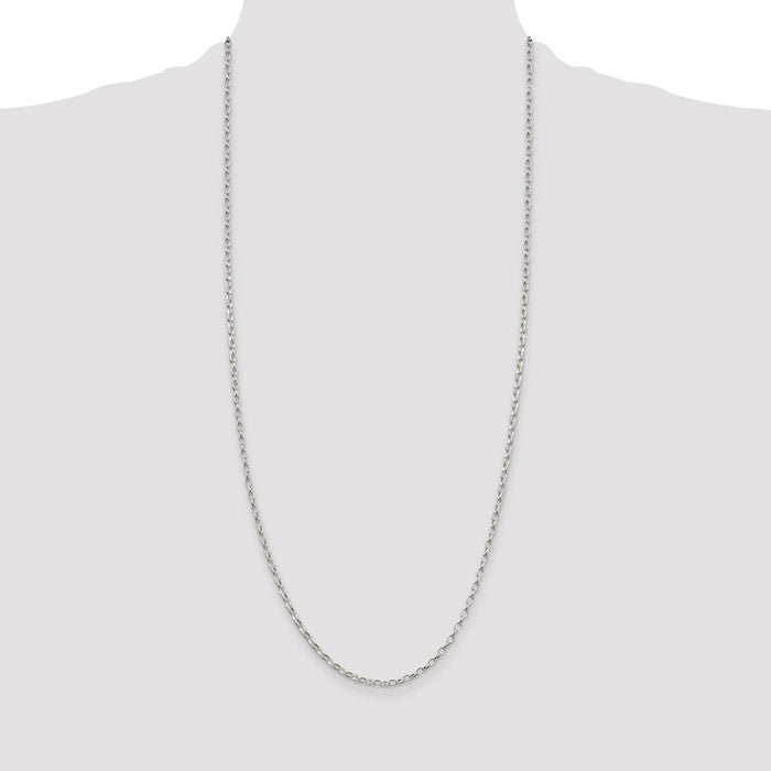 High-Quality 2.5mm Sterling Silver Oval Rolo Chain - Stylish & Affordable!-4