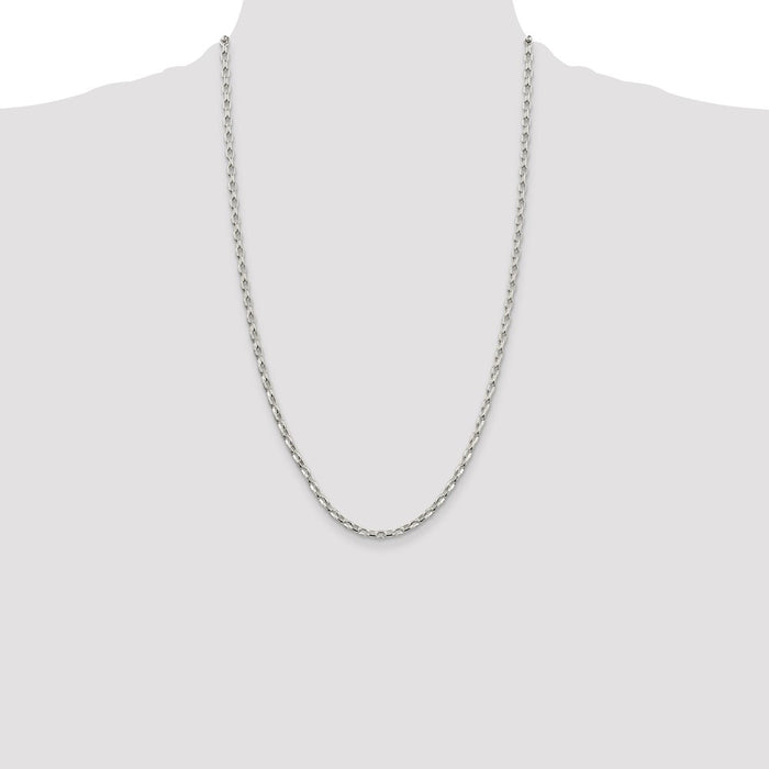 Buy Stylish 3.2mm Sterling Silver Oval Rolo Link Chain - Affordable Luxury!-4