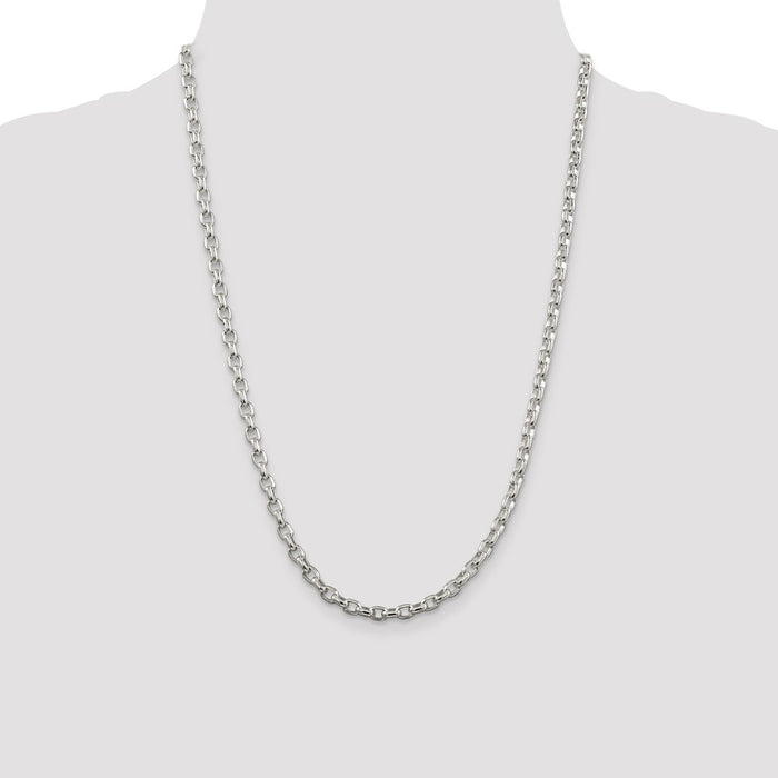 Buy Stylish 4.4mm Sterling Silver Oval Rolo Chain - High-Quality Elegance-4