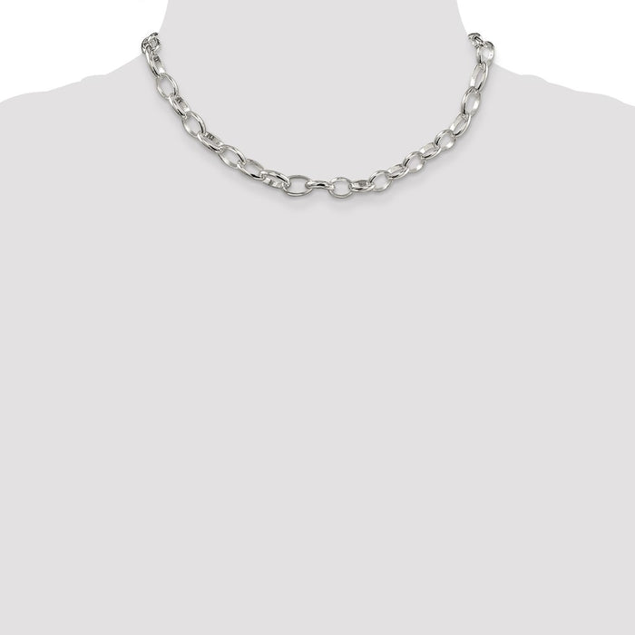 High-Quality 8mm Sterling Silver Fancy Rolo Chain - Stylish & Affordable!-4