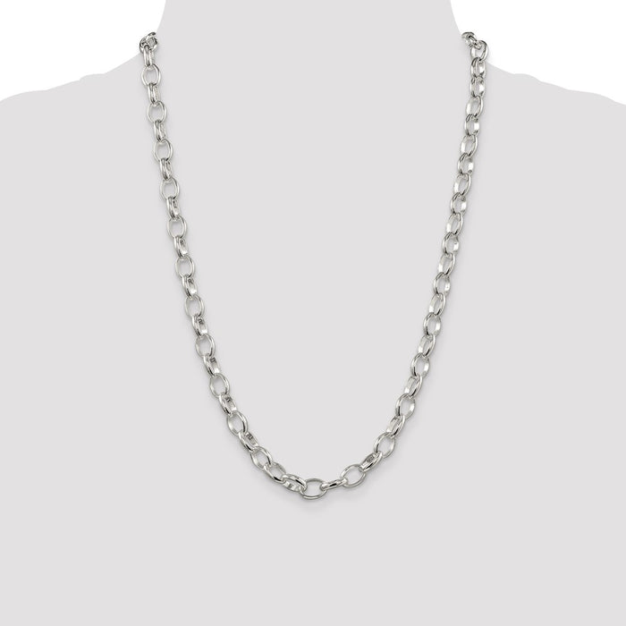 Buy Stylish 8mm Elegant Rolo Chain in Sterling Silver - High-Quality Value!-4
