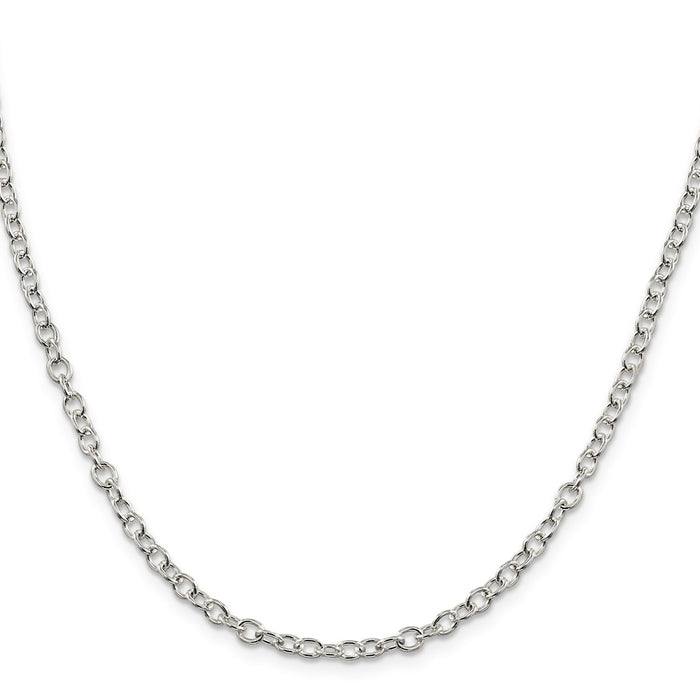 Buy Stylish 3.75mm Oval Cable Chain in Sterling Silver - Affordable Luxury!-2