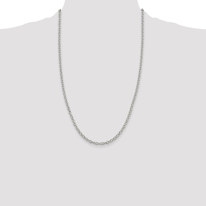 High-Quality 3.75mm Sterling Silver Oval Link Cable Chain - Stylish Value!-4