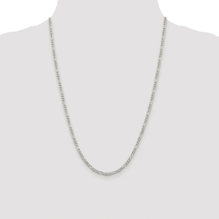 Exclusive 3mm Sterling Silver Rhodium-Plated Figaro Chain - Stylish Design!-4