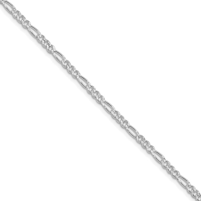 Buy Stylish 3mm Rhodium-Plated Sterling Silver Flat Figaro Chain - Value Piece-1