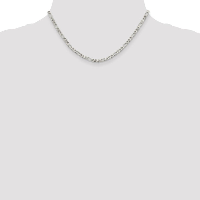 Buy Stylish 4mm Flat Figaro Chain in Sterling Silver with Pav Design-4