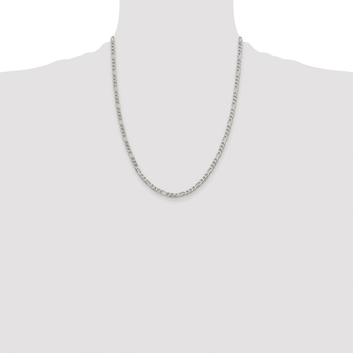 Exclusive Rhodium-Plated 4mm Pav Flat Figaro Chain - Stylish & Affordable!-4