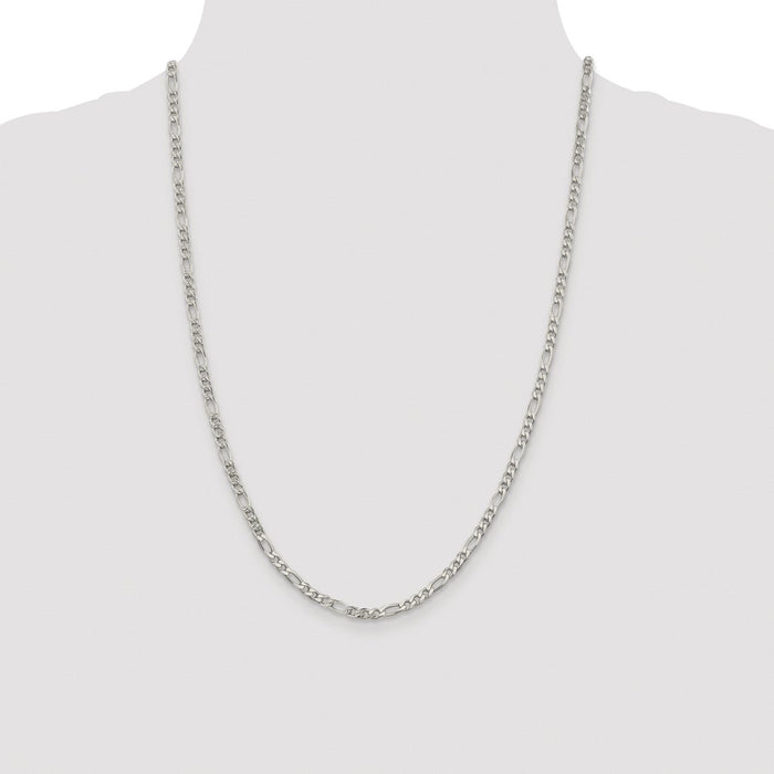 Exclusive Rhodium-Plated Sterling Silver 4mm Pav Figaro Chain | Stylish Value-4