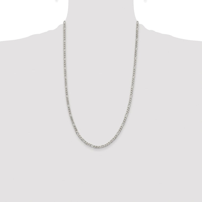 Buy Stylish 4mm Flat Figaro Chain - Rhodium-Plated Sterling Silver Value-4