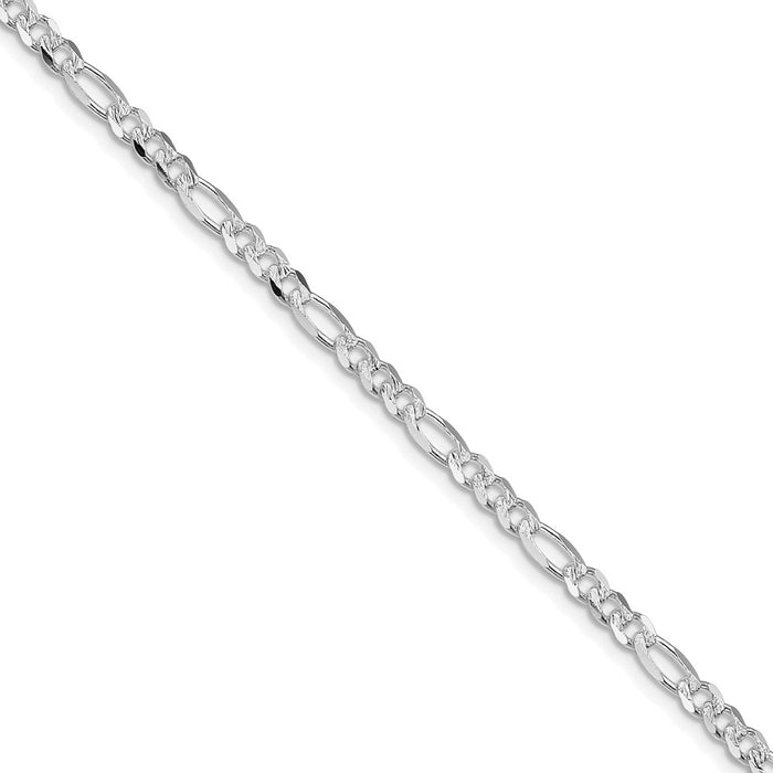 Buy Stylish 4mm Rhodium-Plated Sterling Silver Figaro Chain - Luxury Value!-1