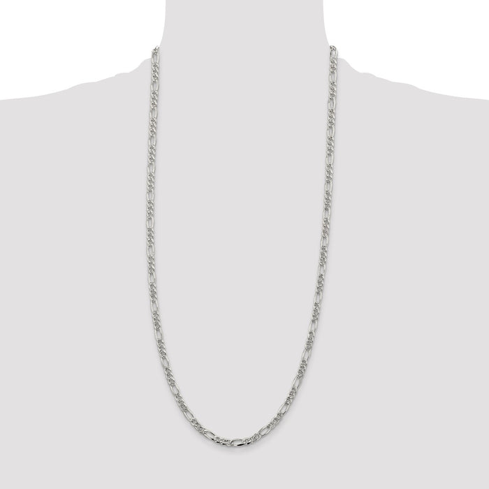 Buy High-Quality 4.3mm Sterling Silver Figaro Chain with Stylish Pav Design-4