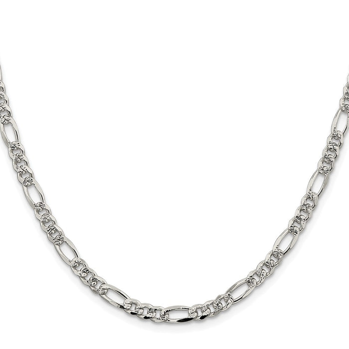 Buy Stylish 4.3mm Rhodium-Plated Sterling Silver Pav Flat Figaro Chain-2