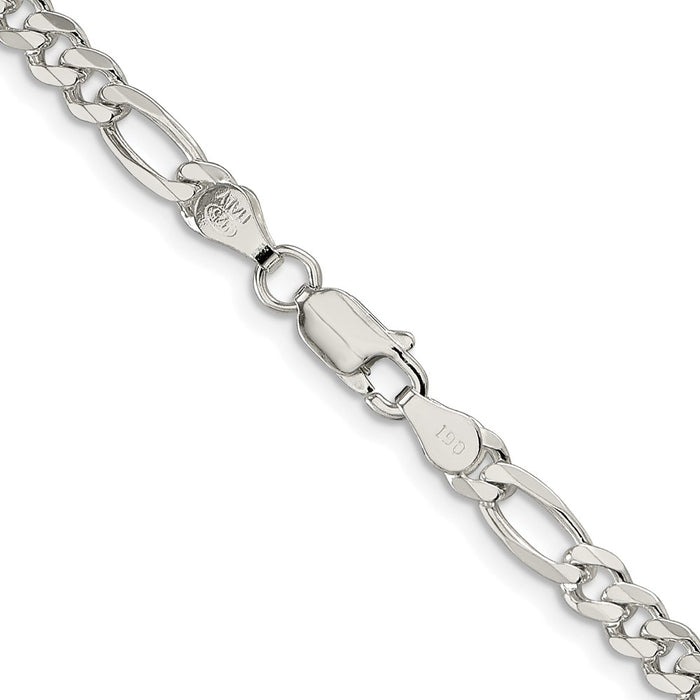 Buy Stylish Rhodium-Plated Sterling Silver 4.3mm Pav Flat Figaro Chain-3