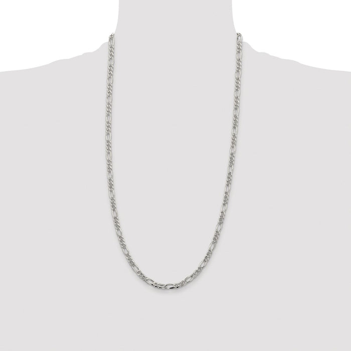 Buy Stylish Rhodium-Plated Sterling Silver 4.3mm Pav Flat Figaro Chain-4