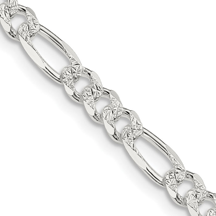 Buy Exclusive 4.3mm Sterling Silver Flat Figaro Chain with Stylish Pav Design-1