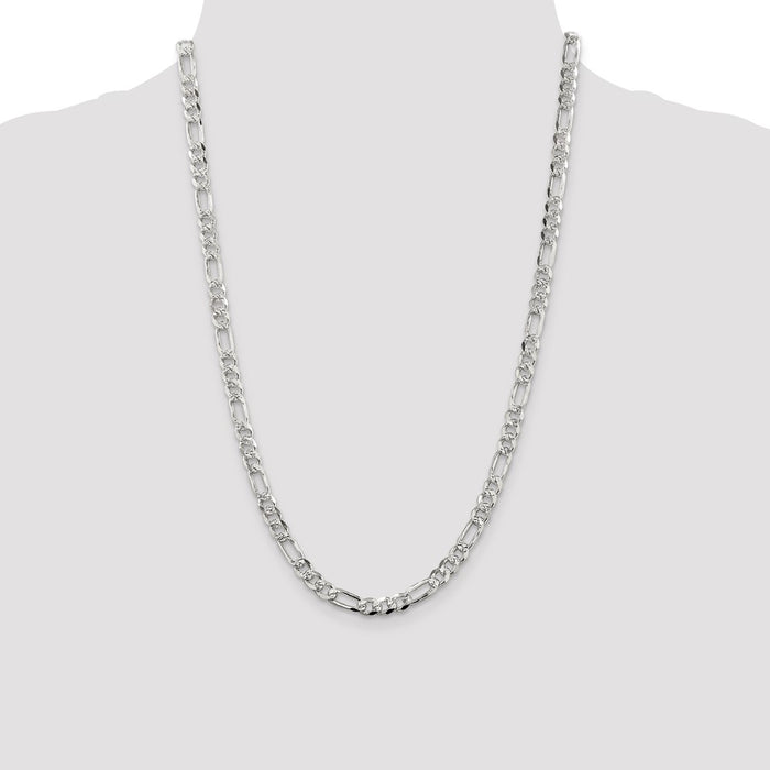 Exclusive 5.5mm Sterling Silver Flat Figaro Chain with Pav Design - Stylish Value-4