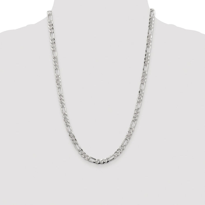Buy Stylish Rhodium-Plated Sterling Silver 5.5mm Figaro Chain - Affordable Luxury-4